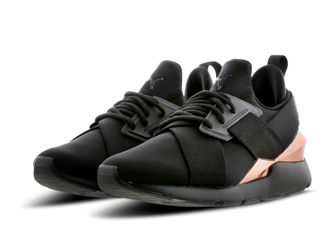 puma muse 2 satin strap noir et rose